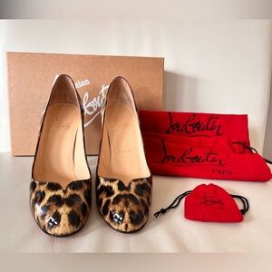 New Christian Louboutin SophiaRegina 100 Patent Leopard ino Brown sz 37